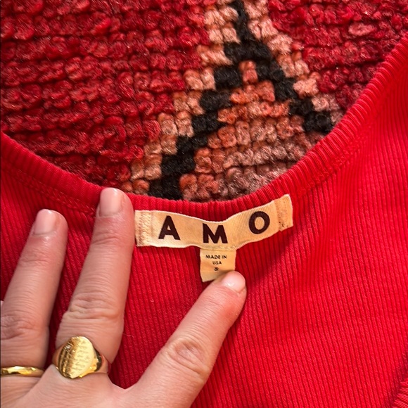 AMO Red Ribbed Tank Top - Picture 2 of 4